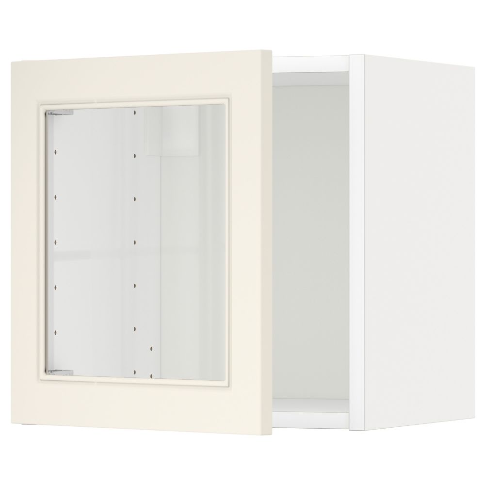 Навесной шкаф со стеклянной дверью МЕТОД, белый, Хитарп белый с оттенком (40x40 см) - схема-чертеж с размерами