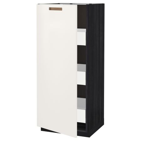 Высокий шкаф с ящиками МЕТОД / МАКСИМЕРА, черный, Мэрста белый