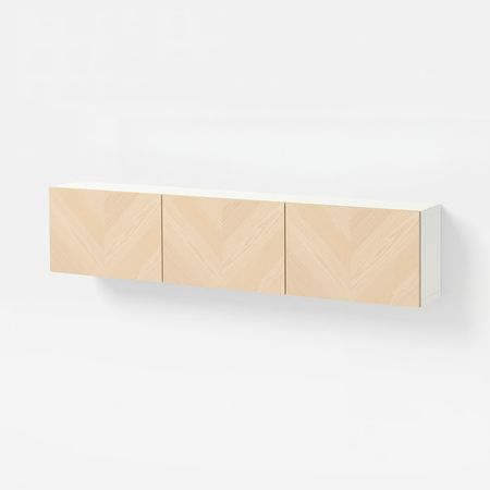 BESTÅ Комбинация настенных шкафов - белый/хедевикен ясеневый шпон 180x22x38 см