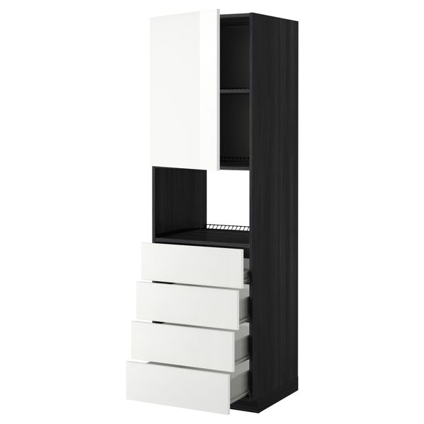 Высокий шкаф для духовки, дверца, 4 ящика МЕТОД / ФОРВАРА, черный, Рингульт белый - фото 1