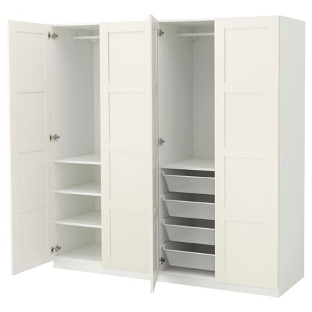 Гардероб, белый, Бергсбу белый, 200x60x201 см IKEA ПАКС 692.488.43