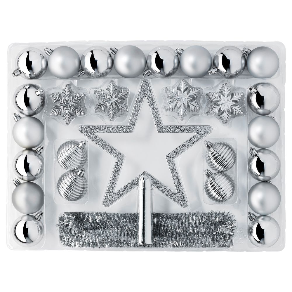 Набор украшений, 56 шт. ВИНТЕР 2015, серебристый - схема-чертеж с размерами