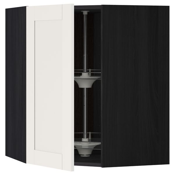 Угловой навесной шкаф с вращающейся секцией МЕТОД, черный, Сэведаль белый - схема-чертеж с размерами