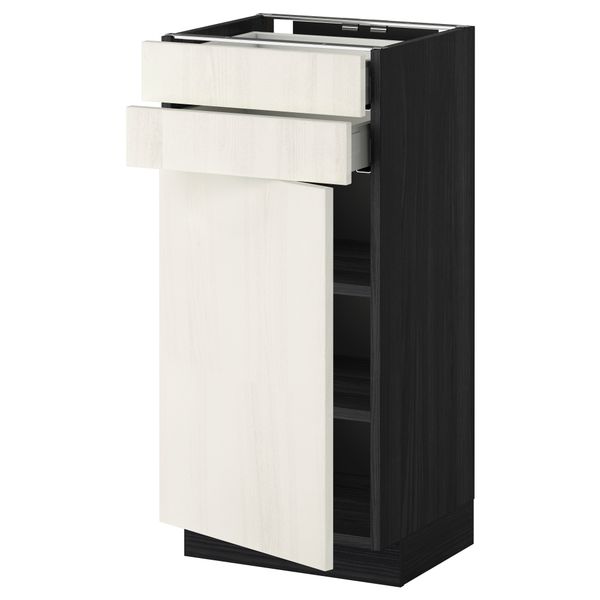 Напольный шкаф с дверцей, 2 ящиками МЕТОД / МАКСИМЕРА, черный, Росдаль белый - схема-чертеж с размерами