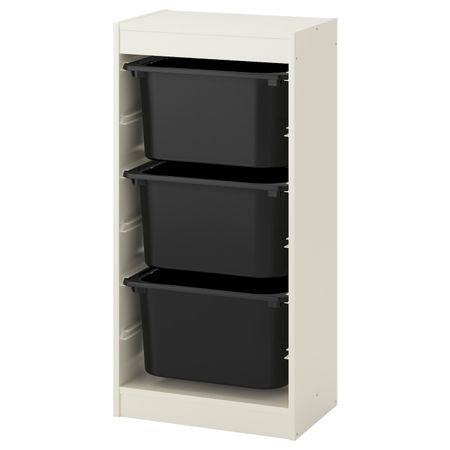 Комбинация для/хранения+контейнеры, белый, черный 46x30x94 см IKEA ТРУФАСТ 592.221.98