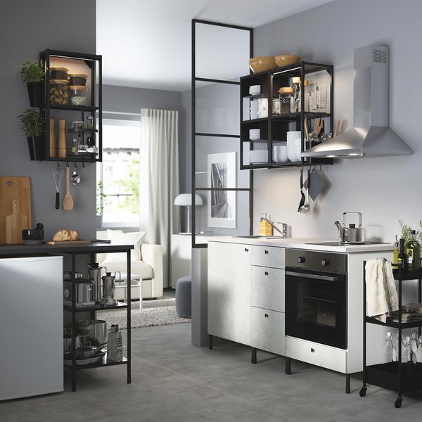 Кухня, 163x63.5x222 см, антрацит, под бетон IKEA BEGIVENHET БЕГИВЕНХЕТ 293.374.50 - фото 3