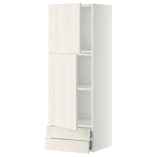 Навесной шкаф, 2 дверцы, 2 ящика МЕТОД / ФОРВАРА, белый, Росдаль белый - схема-чертеж с размерами