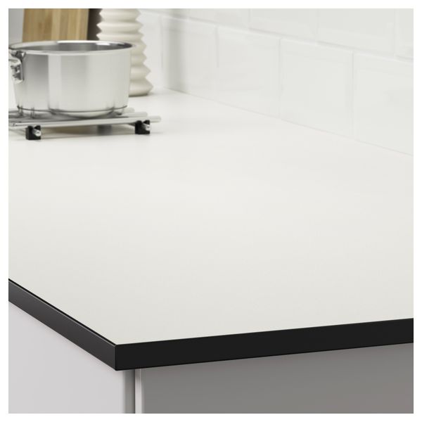 Столешница, двусторонняя ГОТШЭР, белый, черный с черной окантовкой - фото 5