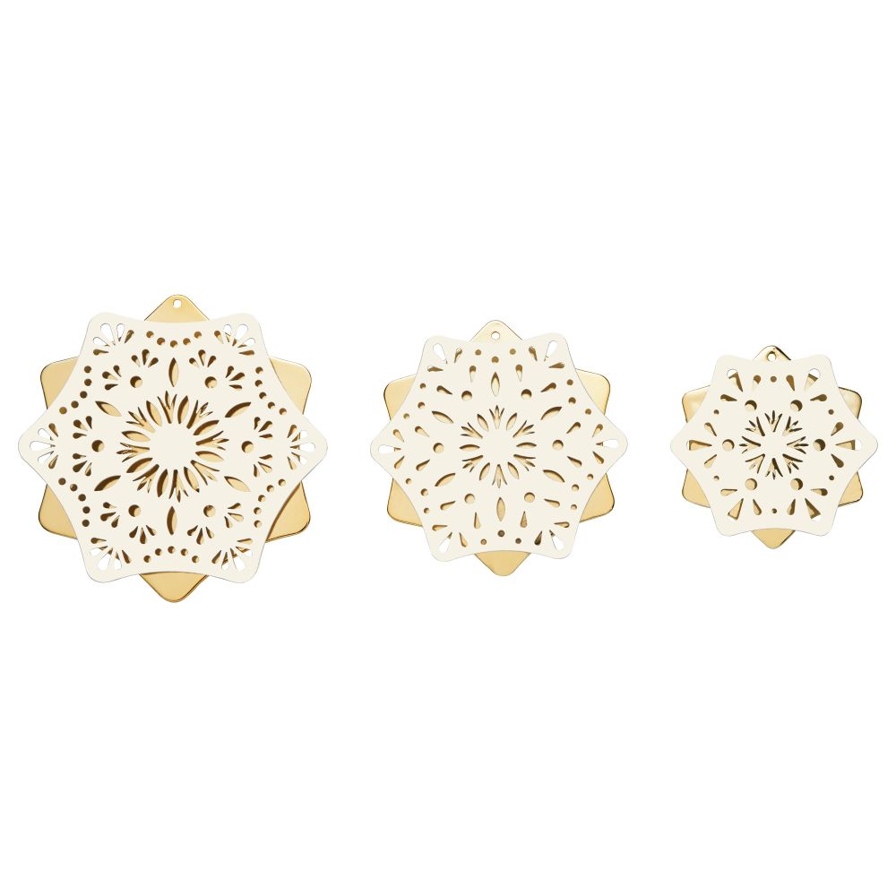 Светодиодное украшение на стол, 3 шт. СТРОЛА, белый, золотой с батарейным питанием - схема-чертеж с размерами