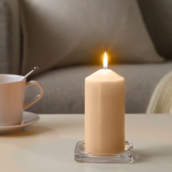 Неароматическая свеча формовая, светло-оранжевый, 14 см IKEA ДАГЛИГЕН 804.456.82 - схема-чертеж с размерами