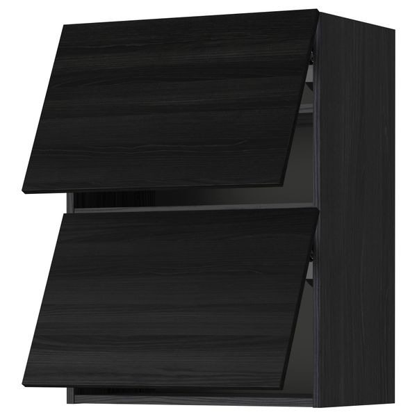 Навесной шкаф, 2 дверцы, горизонтальный МЕТОД, черный, Тингсрид черный - схема-чертеж с размерами