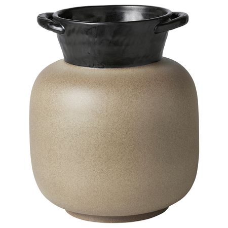 Ваза, бежевый черный/ручная работа 21 см IKEA LOKALT ЛОКАЛЬТ 904.978.97