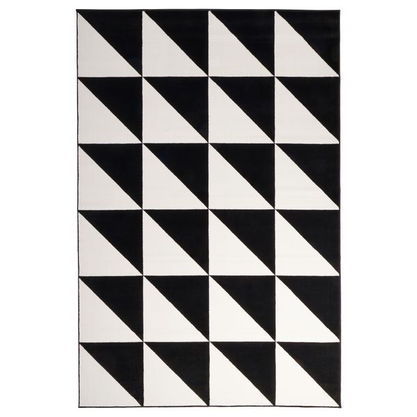 Ковер, короткий ворс СИЛЛЕРУП, черный/белый - фото 1
