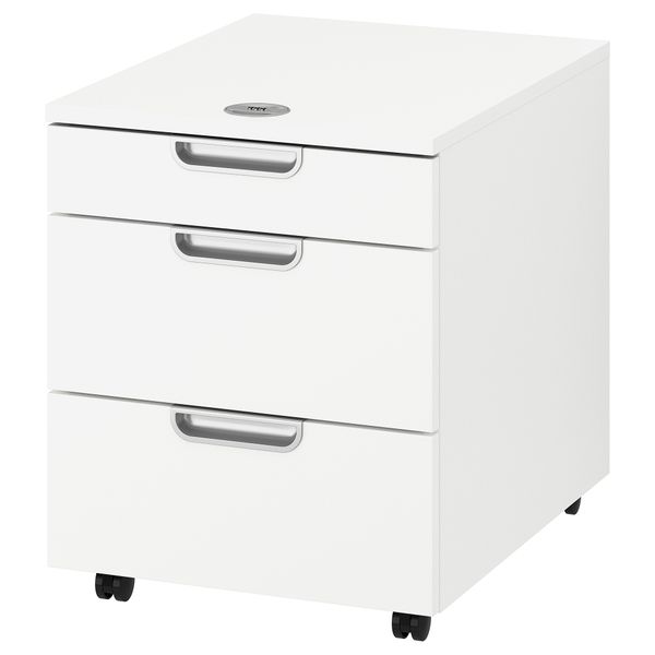 Тумба с ящиками на колесах ГАЛАНТ, белый (45x55 см) - схема-чертеж с размерами