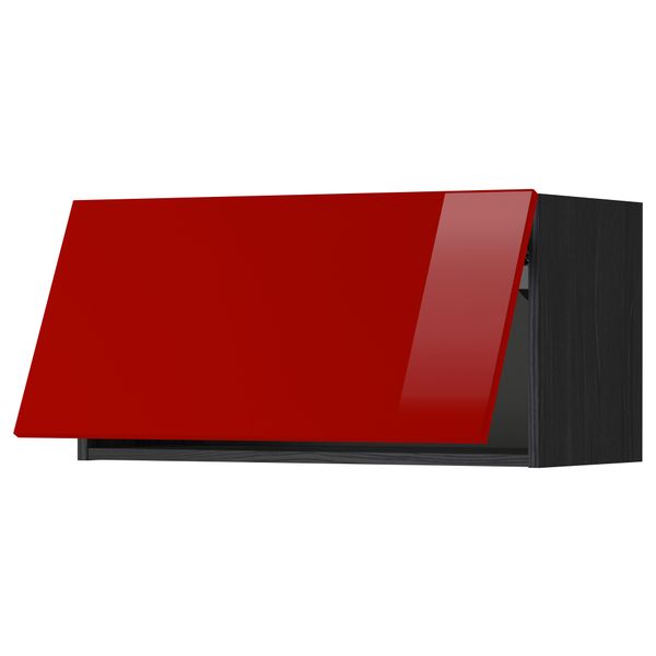 Горизонтальный навесной шкаф МЕТОД, черный, Рингульт красный - схема-чертеж с размерами
