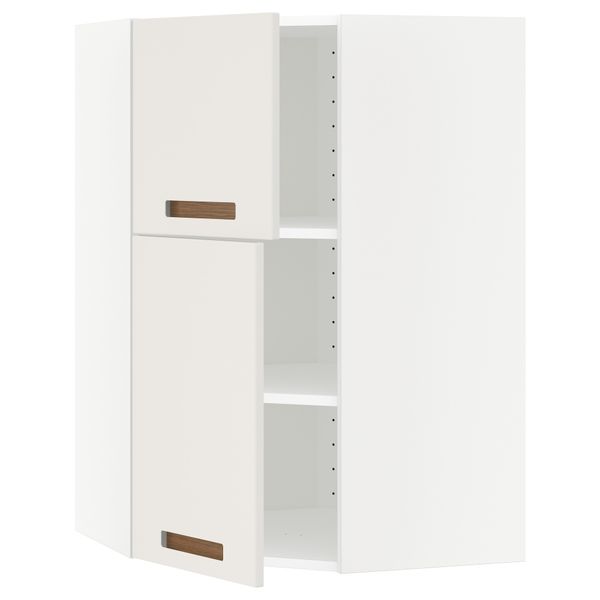 Угловой навесной шкаф + полки, 2 дверцы МЕТОД, белый, Мэрста белый (68x100 см) - схема-чертеж с размерами