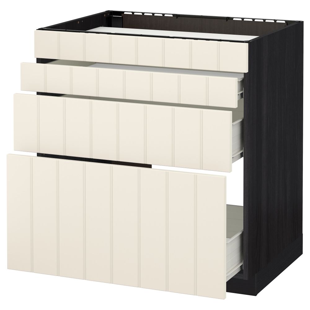 Напольный шкаф для духовки, 4фасада, 3 ящика МЕТОД / ФОРВАРА, черный, Хитарп белый с оттенком - схема-чертеж с размерами