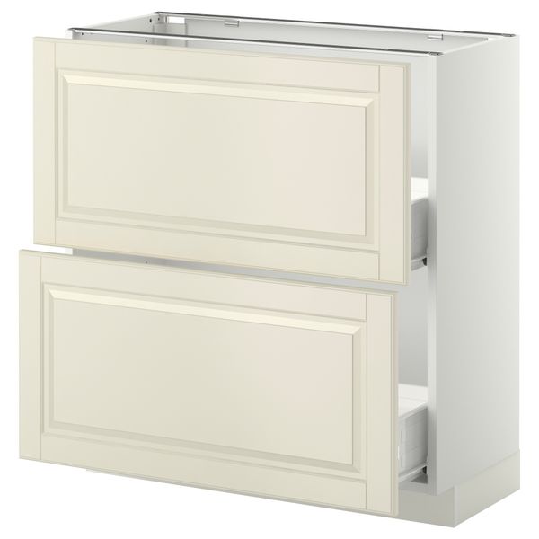 Напольный шкаф с 2 ящиками МЕТОД / ФОРВАРА, белый, Будбин белый с оттенком - схема-чертеж с размерами