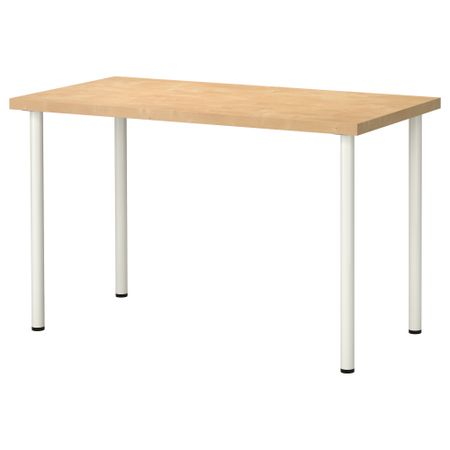 Стол ЛИННМОН / АДИЛЬС, под березу, белый (120x60 см)