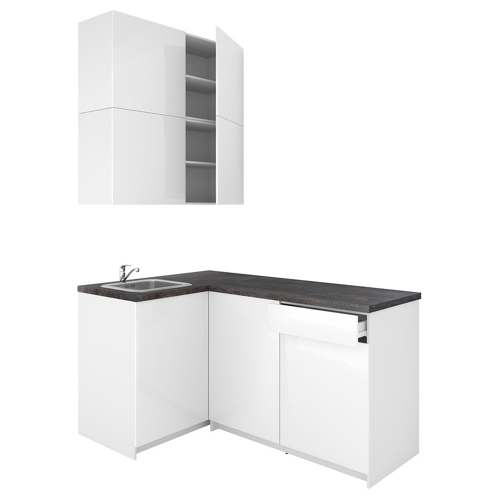 Кухня, глянцевый белый 120x180x265 см IKEA KNOXHULT КНОКСХУЛЬТ 894.046.01 - фото 1