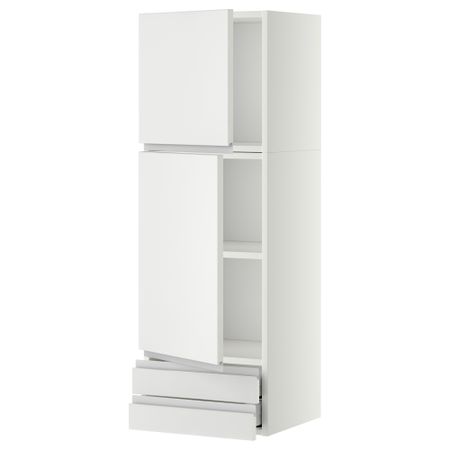 Навесной шкаф, 2 дверцы, 2 ящика МЕТОД / МАКСИМЕРА, белый, Нодста белый