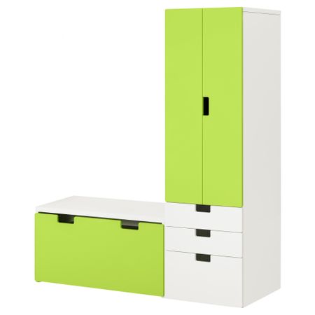 Комбинация для хранения со скамьей СТУВА, белый, зеленый (150x50x192 см)