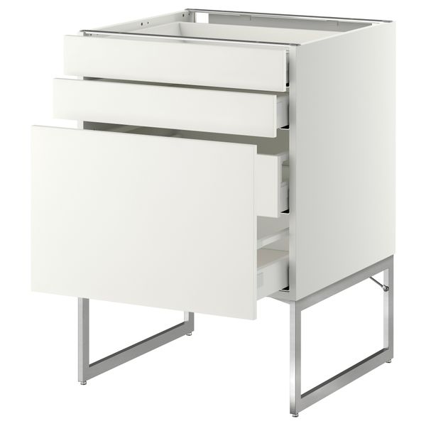 Напольный шкаф 3 фронтальных панели, 2 нижних, 2 средних ящика МЕТОД / МАКСИМЕРА, белый, Хэггеби белый - схема-чертеж с размерами