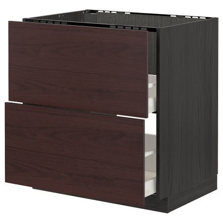 Напольный шкаф под мойку + 2 фронтальных панель, 2 ящика, 80x60 cm IKEA METOD МЕТОД, MAXIMERA МАКСИМЕРА 793.341.09