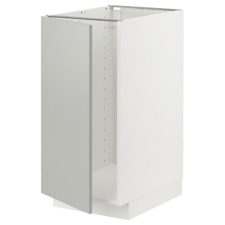 METOD Напольный шкаф п/мойку/сорт мусора - белый/Havstorp светло-серый 40x60 см