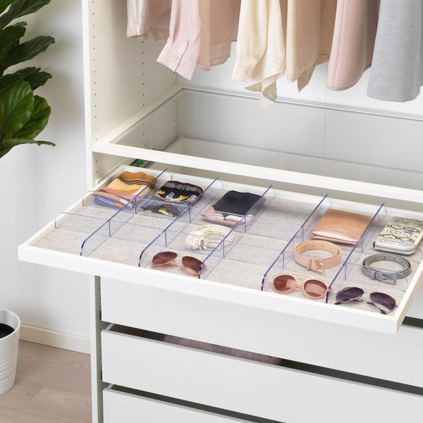 Выдвижная полка с разделителем, белый, прозрачный 100x58 см IKEA КОМПЛИМЕНТ 692.429.83 - схема-чертеж с размерами