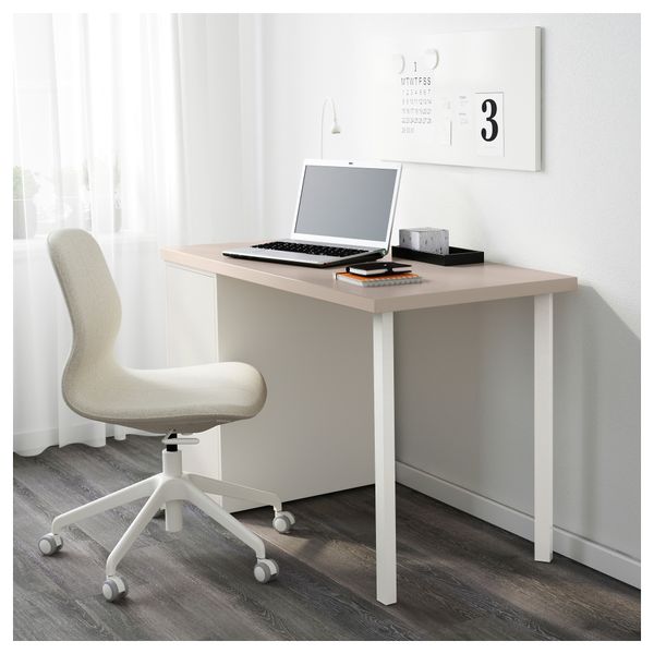 Стол ЛИННМОН / ГОДВИН, геометрический бежевый, белый (120x60 см) - фото 2