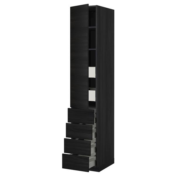 Высокий шкаф с полками/6 ящик, дверцами, 4 фронтальные панели МЕТОД / МАКСИМЕРА, черный, Тингсрид черный - фото 1