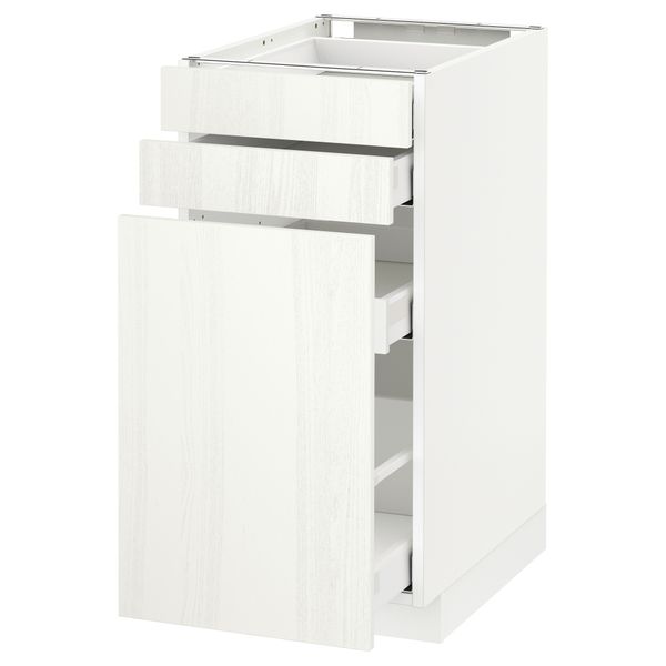 Напольный шкаф с выдвижными модулями, 2 фронтальные панели МЕТОД / МАКСИМЕРА, белый, Росдаль белый - схема-чертеж с размерами