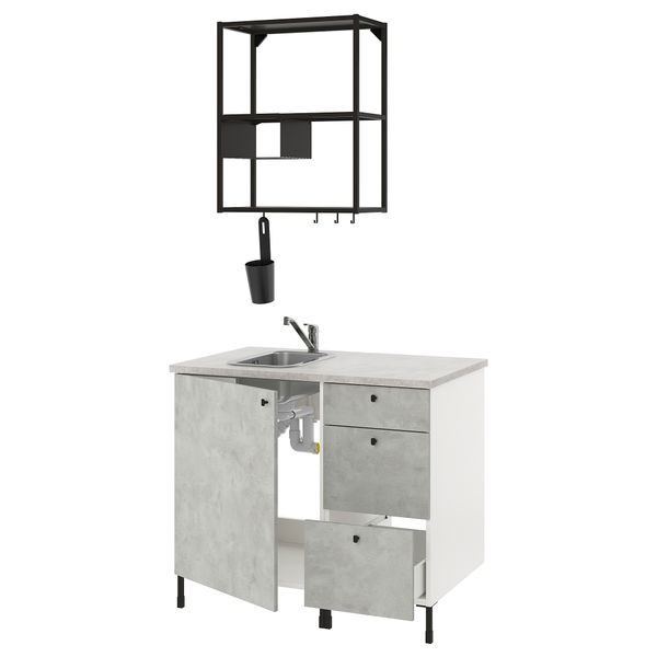 Кухня, 103x63.5x222 см, антрацит, под бетон IKEA BEGIVENHET БЕГИВЕНХЕТ 293.367.33 - фото 2