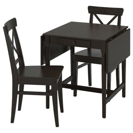 Стол и 2 стула, черно-коричневый/коричнево-чёрный IKEA INGATORP ИНГАТОРП / INGOLF ИНГОЛЬФ 094.005.60
