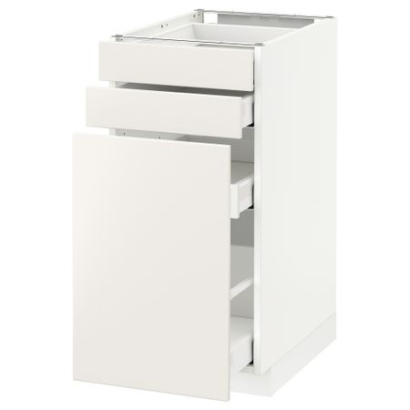 Напольный шкаф с выдвижными модулями, 2 фронтальные панели МЕТОД / МАКСИМЕРА, белый, Веддинге белый
