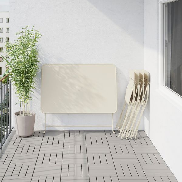 Стол + 4 складных стула, для/сада, бежевый/Куддарна бежевый IKEA САЛЬТХОЛЬМЕН 792.863.49 - фото 3