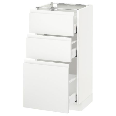 Напольный шкаф с 3 ящиками, белый/Воксторп матовый белый 40x37 см IKEA METOD МЕТОД / MAXIMERA МАКСИМЕРА 092.387.62