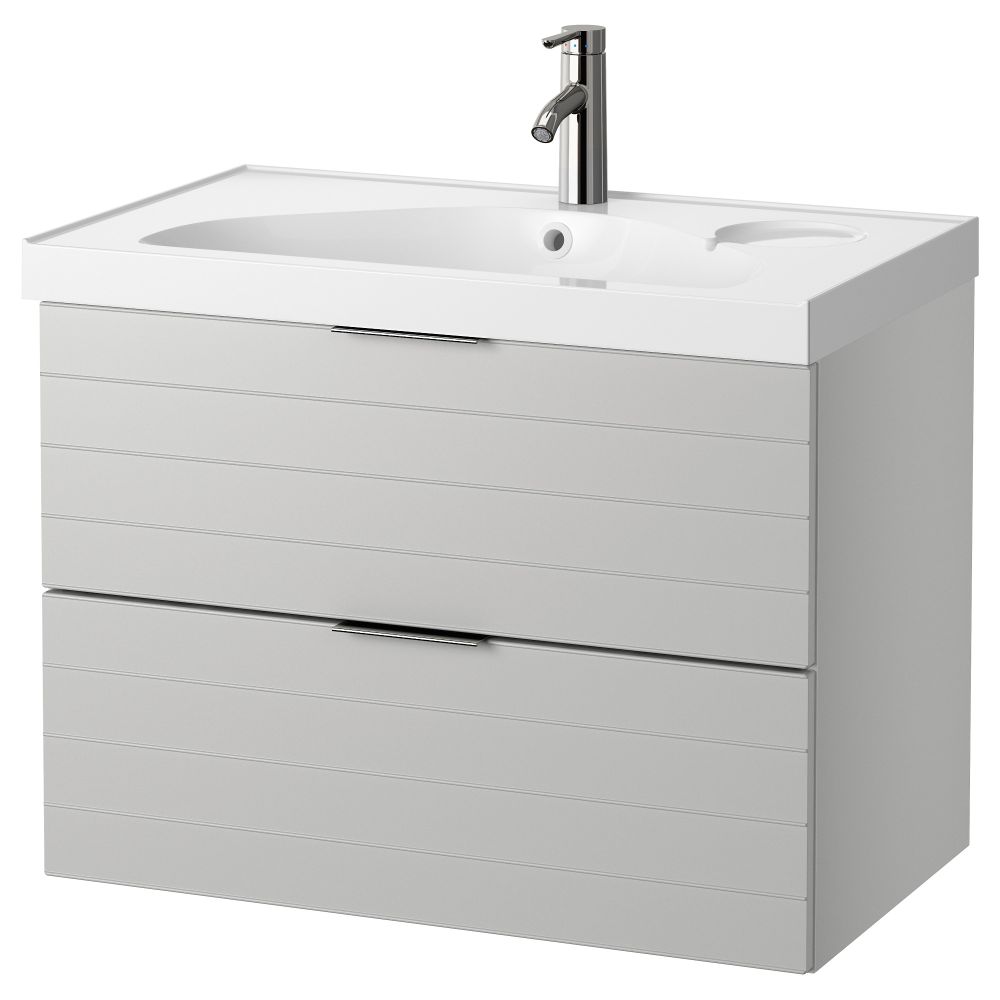 Шкаф для раковины с 2 ящиками ГОДМОРГОН / ЭДЕБОВИКЕН, светло-серый (80x49x64 см) - фото 1