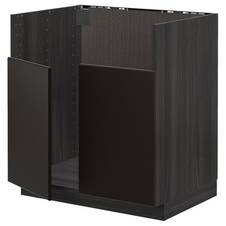 Шкаф для двойной мойки БРЕДШЁН, черный/Кунгсбакка антрацит 80x60 см IKEA МЕТОД 792.994.41