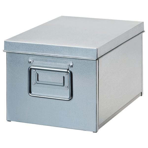 Коробка с крышкой, оцинковка, 25x35x21 см IKEA ОМБЮТЕ 804.466.34 - фото 1
