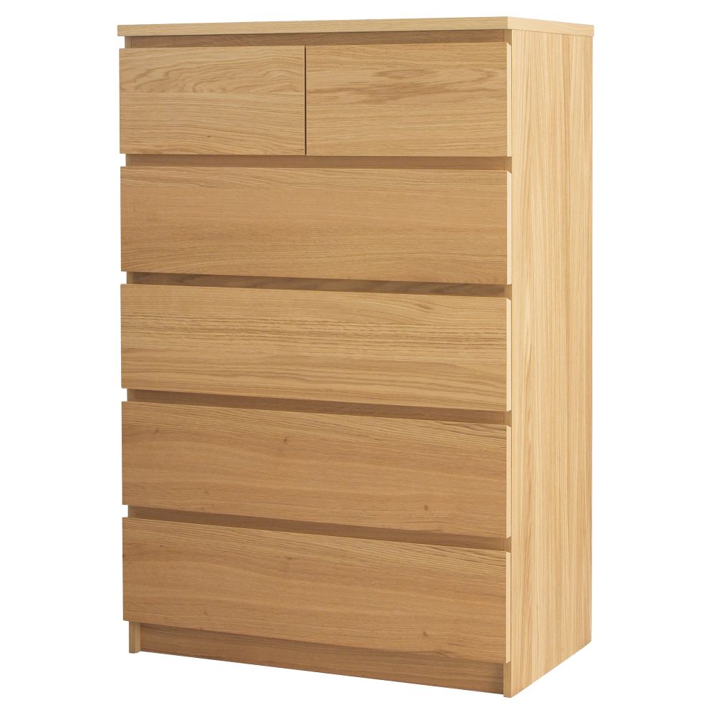 Комод с 6 ящиками МАЛЬМ, дубовый шпон (80x123 см) - фото 1