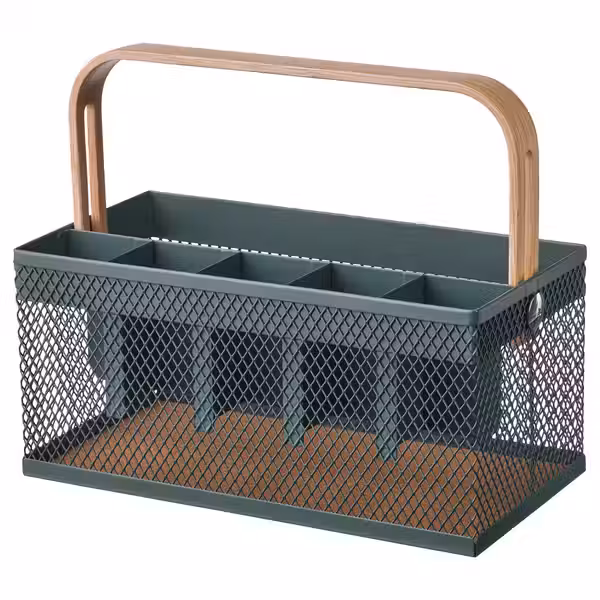 VIMPELFISK ВИМПЕЛФИСК Держатель столовых приборов - бамбук/серо-бирюзовый - фото 1