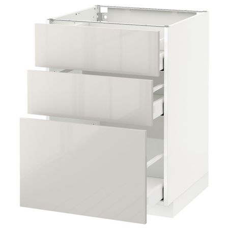 Напольный шкаф с 3 ящиками, белый/Рингульт светло-серый 60x60 см IKEA METOD МЕТОД / MAXIMERA МАКСИМЕРА 692.357.51
