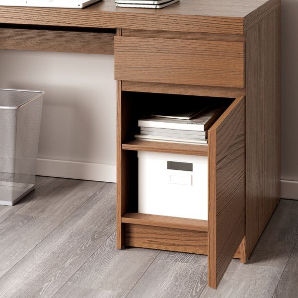 Письменный стол, коричневая морилка ясеневый шпон 140x65 см IKEA MALM МАЛЬМ 703.848.58 - фото 5