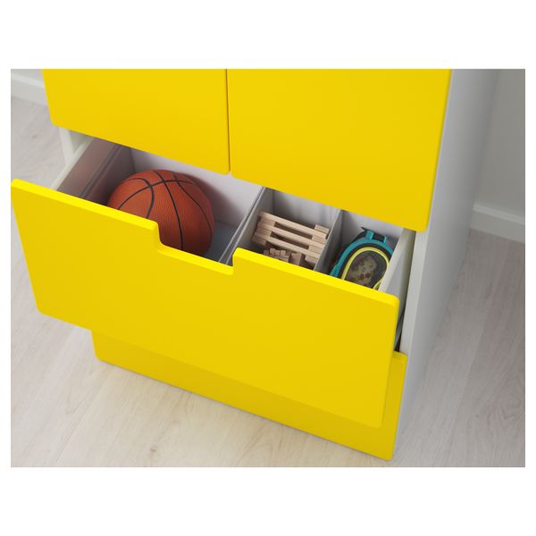 Комбинация для хранения с дверцами, ящиками СТУВА, белый, желтый (60x50x128 см) - схема-чертеж с размерами