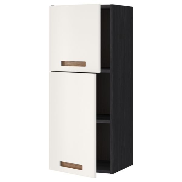 Навесной шкаф с полками, 2 дверцы МЕТОД, черный, Мэрста белый - схема-чертеж с размерами