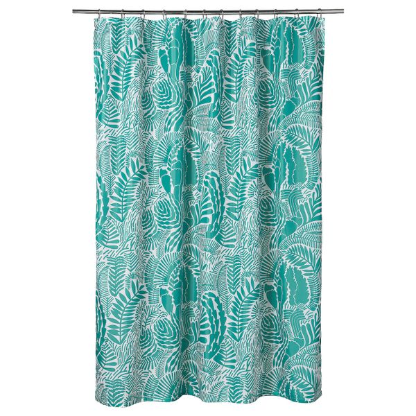 Штора для ванной, бирюзовый/белый 180x200 см IKEA GATKAMOMILL ГАТКАМОМИЛЛ 504.662.04 - фото 1