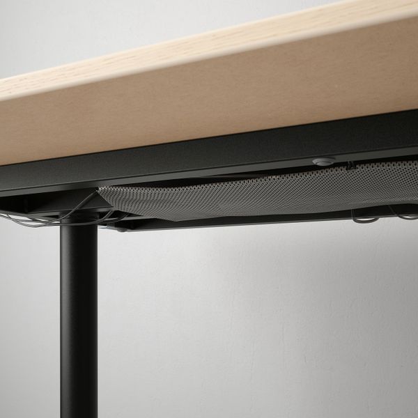 Письменный стол, дубовый шпон, беленый/черный 120x80 см IKEA BEKANT БЕКАНТ 992.825.76 - фото 3