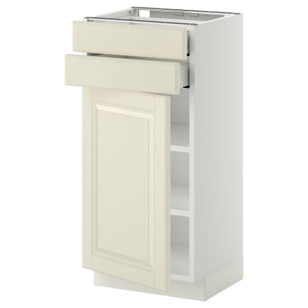 Напольный шкаф с дверцей, 2 ящиками МЕТОД / МАКСИМЕРА, белый, Будбин белый с оттенком